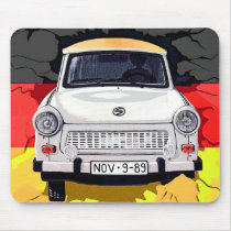 Trabant Car and German Flag, Berlin Wall Mouse Pads