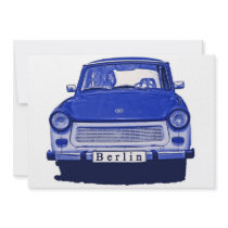 Trabant Car in Blue, Berlin Custom Announcement