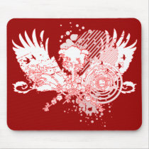 traced tree. red & white. mousepads