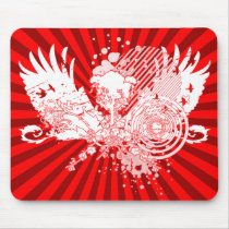 traced tree. red & white & rays. mousepads