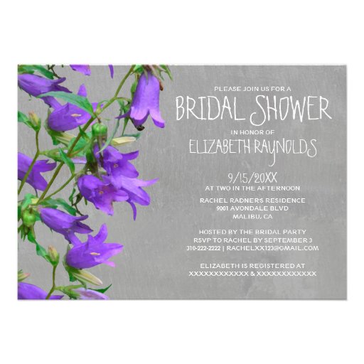 Trachelium Bridal Shower Invitations