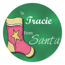 Tracie Personalized Stocking Label Round Sticker