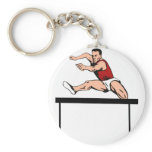 track and field athlete jumping hurdle key chains