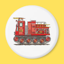 Track Fire Truck Round Magnet magnets