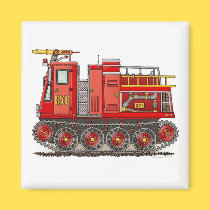 Track Fire Truck Square Magnet magnets