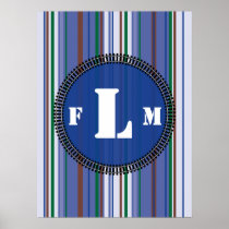 Tracks & Stripes Monogram Poster