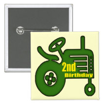 Tractor 2nd Birthday Gifts Buttons