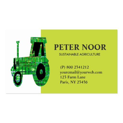 Tractor Agriculture Business Card Template (front side)