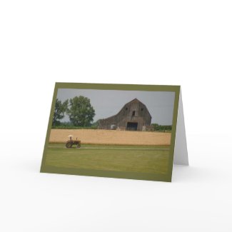 Tractor and Barn Greeting Card card