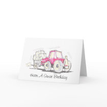 Tractor and Trailer Have A Great Birthday Card