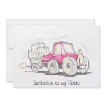 Tractor and Trailer Invitation to my Party