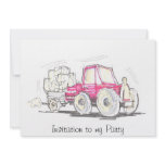 Tractor and Trailer Invitation to my Party