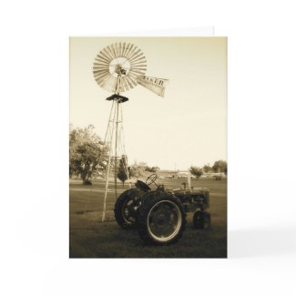 Tractor and Windmill Note Card card