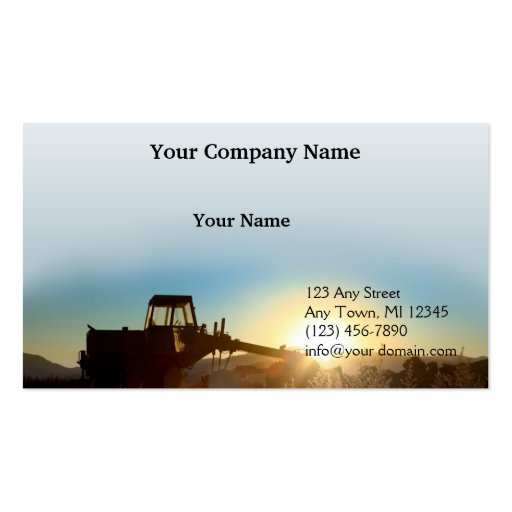 Tractor at Sunrise on a Blue Gradient Background Business Card (front side)