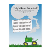 Tractor Baby Birth Announcement postcards by jplamer Tractor Baby Birth Announcement postcards