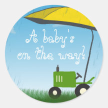 Tractor Baby Shower Envelope Seal Round Stickers