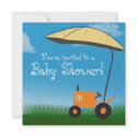Tractor Baby Shower Invitation: Orange Tractor invitation