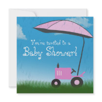 Tractor Baby Shower Invitation: Pink Tractor