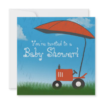 Tractor Baby Shower Invitation: Red Tractor