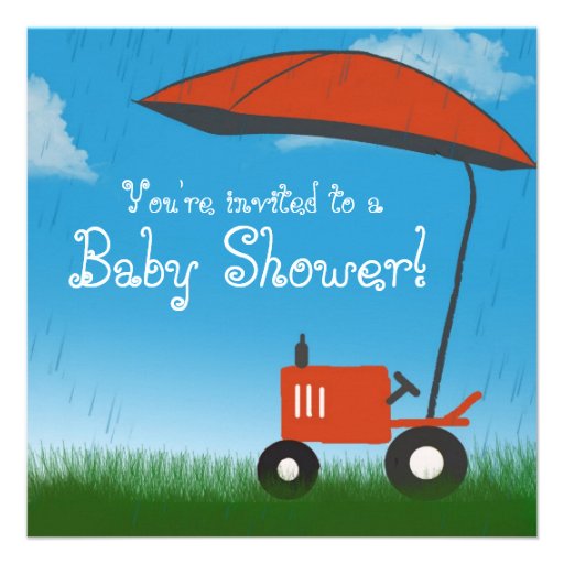 Tractor Baby Shower Invitation: Red Tractor