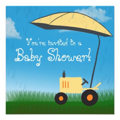 Tractor Baby Shower Invitation: Yellow Tractor