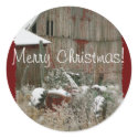 Tractor & Barn Christmas Envelope Seal sticker