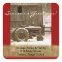 Tractor & Barn Christmas Envelope Seal sticker