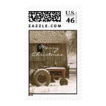 Tractor & Barn Christmas Stamp
