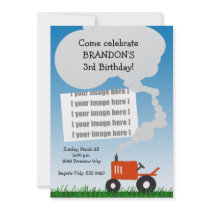 Tractor Birthday Invitation: Red Tractor by jplamer Tractor Birthday Invitation: Red Tractor