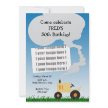 Tractor Birthday Invitation: Yellow Tractor