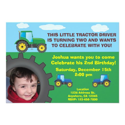 Tractor Birthday Party Invitation