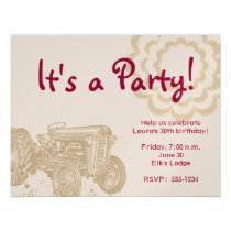 Tractor Birthday Party Invitation
