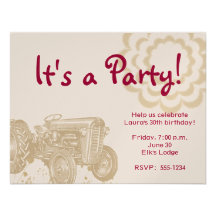Tractor Birthday Party Invitation