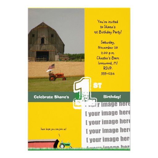 Tractor Birthday Party Invitation:  Barn & Tractor