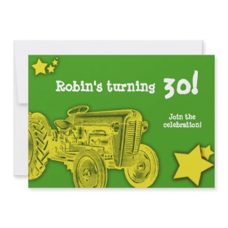 Tractor Birthday Party Invitation: Bright Yellow invitation