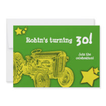 Tractor Birthday Party Invitation: Bright Yellow