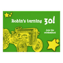 Tractor Birthday Party Invitation: Bright Yellow