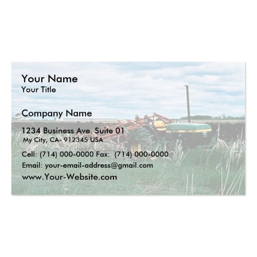 Tractor Bogs plowing wetlands Business Card (front side)