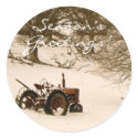Tractor Christmas Card Envelope Seal sticker