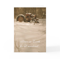 Tractor Christmas Card: Peace for all old tractors