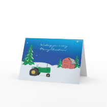 Tractor Christmas Card: Winter Barn Scene