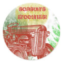 Tractor Christmas Envelope Seal: Retro Style sticker