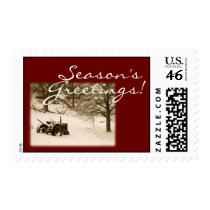 Tractor Christmas Postage Stamp
