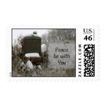 Tractor Christmas Stamp: Peace be with you