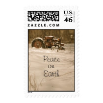 Tractor Christmas Stamp: Peace on Earth