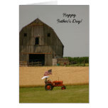 Tractor Father's Day Card: Old tractor and barn
