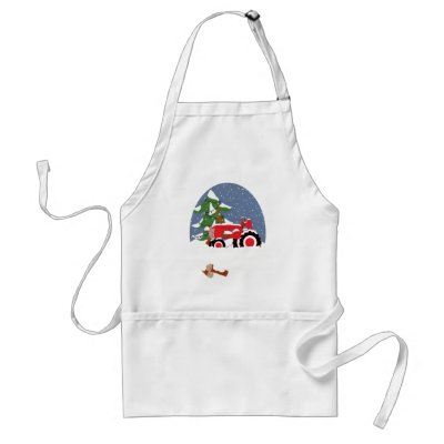 Tractor for Christmas aprons