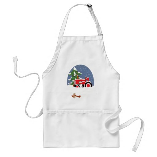 Tractor for Christmas Aprons