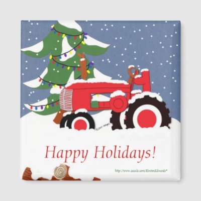 Tractor for Christmas magnets