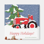 Tractor for Christmas Magnets